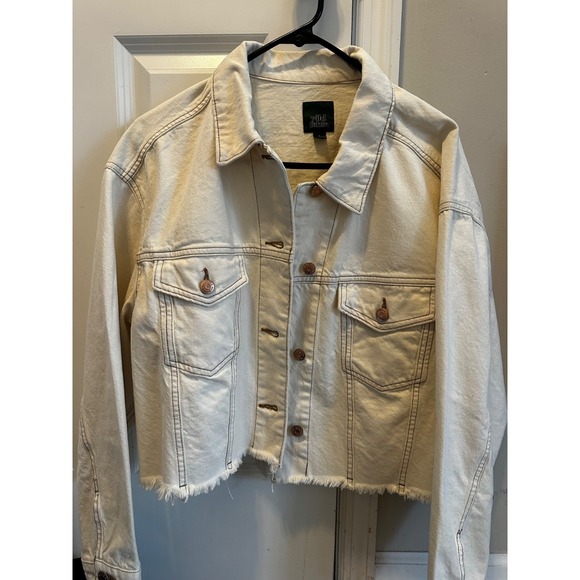 wild fable Jackets & Blazers - Women's Cropped Denim Trucker Jacket - Wild Fable Cream S